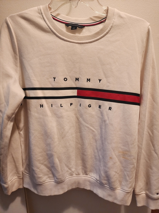 Tommy Hilfiger Jackets & Blazers - Tommy Hilfiger Men's Cream Logo Crewneck Sweater